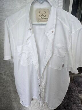 Mens Tallwoods White Short-Sleeve Button Shirt